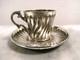 Antique Saucer Cup For Chocolate Or Coffee, Solid Silver Minerve Silver Cup