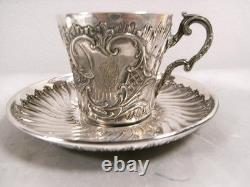Antique Saucer Cup for Chocolate or Coffee, Solid Silver Minerve Silver Cup