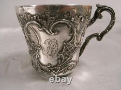 Antique Saucer Cup for Chocolate or Coffee, Solid Silver Minerve Silver Cup