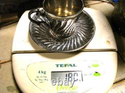 Antique Saucer Cup for Chocolate or Coffee, Solid Silver Minerve Silver Cup