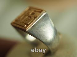 Antique Signet Ring in Solid Gold and Silver, Men's Ring, Size 60