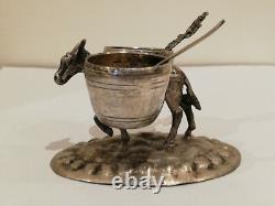 Antique Silver 800 Solid Salt Cellar / Pepper Shaker in the Shape of a Donkey / Mule