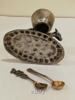 Antique Silver 800 Solid Salt Cellar / Pepper Shaker in the Shape of a Donkey / Mule