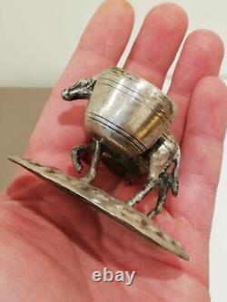 Antique Silver 800 Solid Salt Cellar / Pepper Shaker in the Shape of a Donkey / Mule