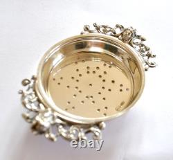 Antique Silver 800 Tea Strainer with Mask Decoration Italy 31g