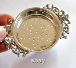 Antique Silver 800 Tea Strainer with Mask Decoration Italy 31g