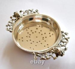 Antique Silver 800 Tea Strainer with Mask Decoration Italy 31g