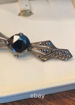 Antique Silver Brooch, Art Deco Jewelry, 1900s. Solid Silver, Hallmarked