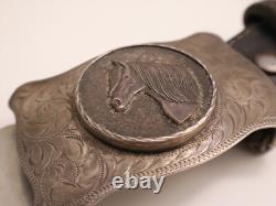 Antique Silver Buckle Horse Boyd Reno USA 20th Century