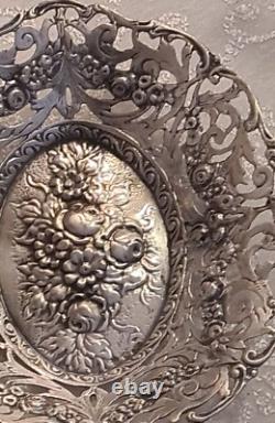 Antique Silver Coupe with Floral Decoration