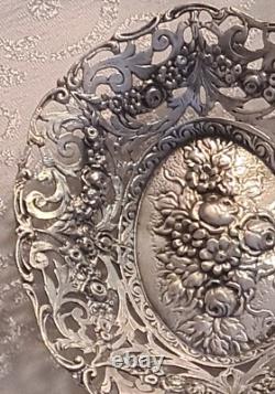 Antique Silver Coupe with Floral Decoration