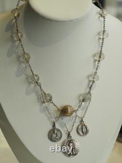 Antique Silver Drapery Necklace with Antique Religious Medal