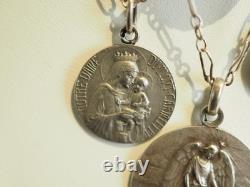 Antique Silver Drapery Necklace with Antique Religious Medal