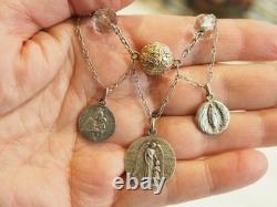Antique Silver Drapery Necklace with Antique Religious Medal