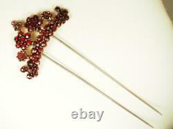 Antique Silver Foiled Garnet Hairpin