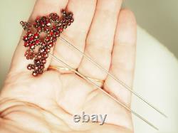 Antique Silver Foiled Garnet Hairpin