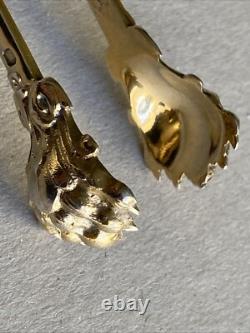 Antique Silver Gilt Sugar Tongs Puiforcat Fleur De Lys