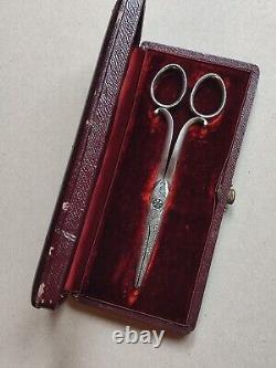 Antique Silver Grape Shears in Their Case