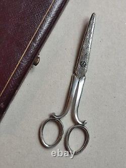 Antique Silver Grape Shears in Their Case