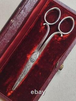 Antique Silver Grape Shears in Their Case