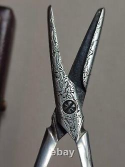 Antique Silver Grape Shears in Their Case