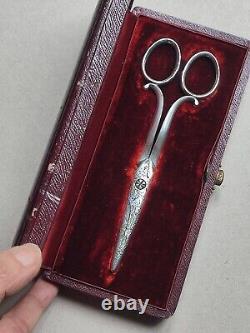 Antique Silver Grape Shears in Their Case