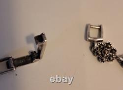 Antique Silver Jewelry Emerald Marcasite Necklace Genuine