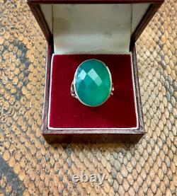 Antique Silver Massive Ring with Intricate Work and Genuine Imposing Jade