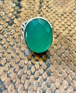 Antique Silver Massive Ring with Intricate Work and Genuine Imposing Jade