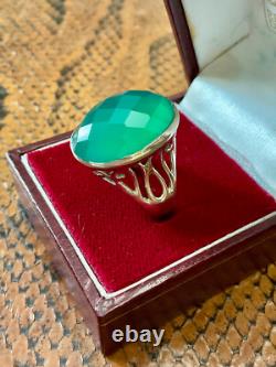 Antique Silver Massive Ring with Intricate Work and Genuine Imposing Jade