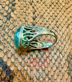Antique Silver Massive Ring with Intricate Work and Genuine Imposing Jade