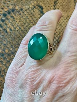 Antique Silver Massive Ring with Intricate Work and Genuine Imposing Jade