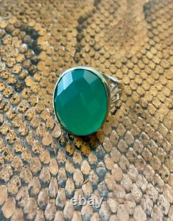 Antique Silver Massive Ring with Intricate Work and Genuine Imposing Jade