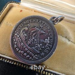 Antique Silver Pendant Depicting Saint George Slaying the Dragon and a Ship