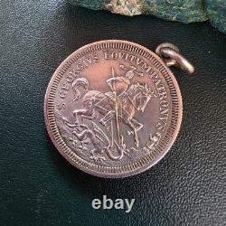 Antique Silver Pendant Depicting Saint George Slaying the Dragon and a Ship