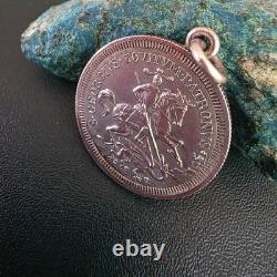 Antique Silver Pendant Depicting Saint George Slaying the Dragon and a Ship