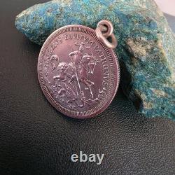 Antique Silver Pendant Depicting Saint George Slaying the Dragon and a Ship