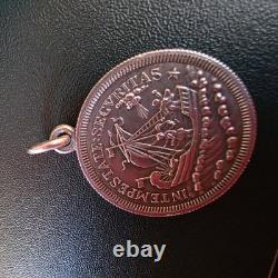 Antique Silver Pendant Depicting Saint George Slaying the Dragon and a Ship