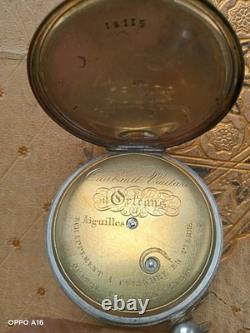 Antique Silver Pocket Watch Hallmarked with Old Man's Mark Signed Chabault Vautard