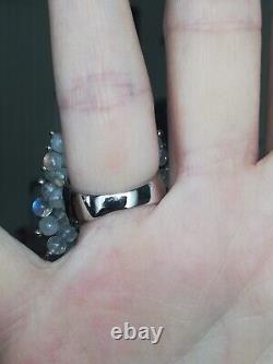 Antique Silver Ring with Moonstones 925