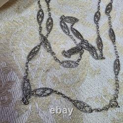 Antique Silver Sautoir Boar Stamp Napoleon III 90 cm