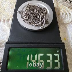 Antique Silver Sautoir Boar Stamp Napoleon III 90 cm