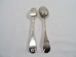 Antique Silver Solid Spoon Fork Set from Rotterdam Netherlands 18th Century