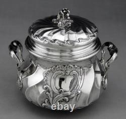 Antique Silver Sugar Bowl with Two Handles, Minerva 1st, Cardeilhac Paris, 240.3g