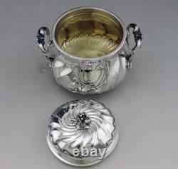 Antique Silver Sugar Bowl with Two Handles, Minerva 1st, Cardeilhac Paris, 240.3g
