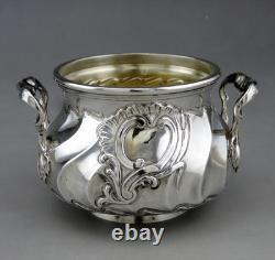 Antique Silver Sugar Bowl with Two Handles, Minerva 1st, Cardeilhac Paris, 240.3g