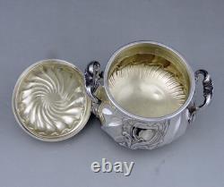Antique Silver Sugar Bowl with Two Handles, Minerva 1st, Cardeilhac Paris, 240.3g