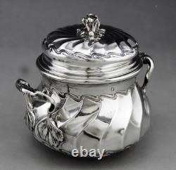 Antique Silver Sugar Bowl with Two Handles, Minerva 1st, Cardeilhac Paris, 240.3g