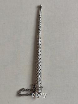 Antique Silver Torah Reading Hand Yad with Stamped Decoration 37.5g