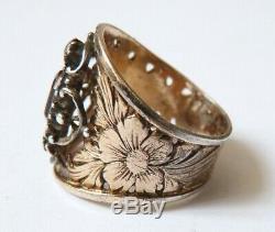 Antique Silver Vermeil Ring And Purple Stone Silver Ring